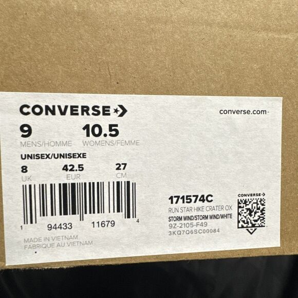 Converse Run Star Hike Crater Storm Wind Black Men's 9 Sneakers 171658C New NIB - Picture 7 of 7